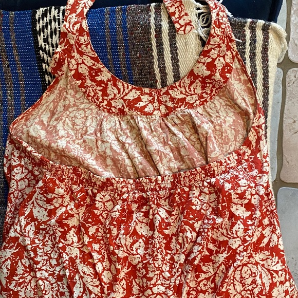 Floral Orange Red Halter Top - Picture 4 of 6